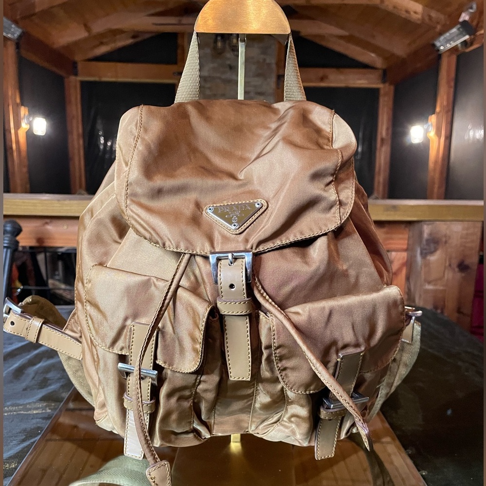Prada Bronze Nylon Backpack With Authenticity Card - image 1